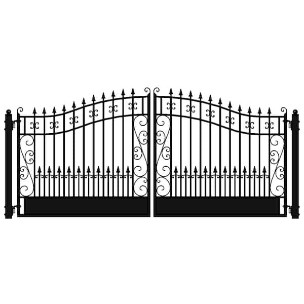 ALEKO Venice Style 18 ft. x 6 ft. Black Steel Dual Driveway Fence Gate