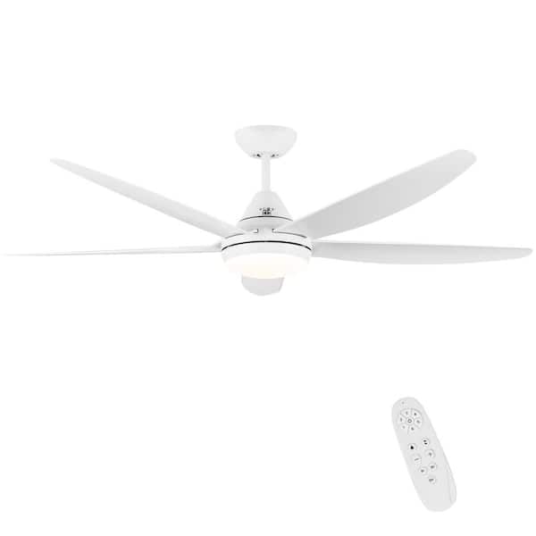 Etokfoks 56 In Intergrated LED Indoor 6-Speed Smart Ceiling Fan Lighting with White ABS Blade