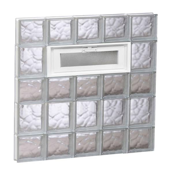 Clearly Secure 28.75 in. x 32.75 in. x 3.125 in. Frameless Wave Pattern Vented Glass Block Window