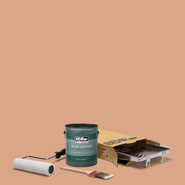 BEHR 1 gal. #PPU3-10 Nairobi Dusk Extra Durable Semi-Gloss Enamel Interior Paint & 5-Piece Wooster Set All-in-One Project Kit
