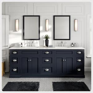 Epic 84 in. W x 22 in. D x 34 in. H Double Bathroom Vanity in Charcoal Gray with White Quartz Top with White Sinks