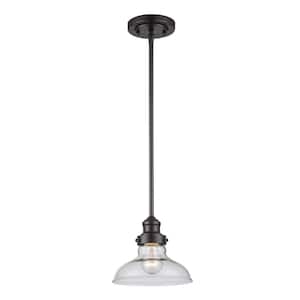 Jackson 1-Light Rubbed Oil Bronze Mini Pendant Light Fixture with Clear Glass Shade