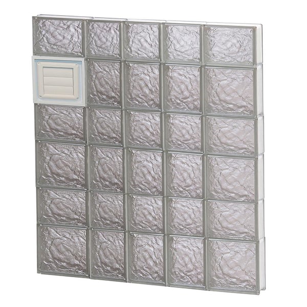 Clearly Secure 32.75 in. x 40.5 in. x 3.125 in. Frameless Ice Pattern Glass Block Window with Dryer Vent