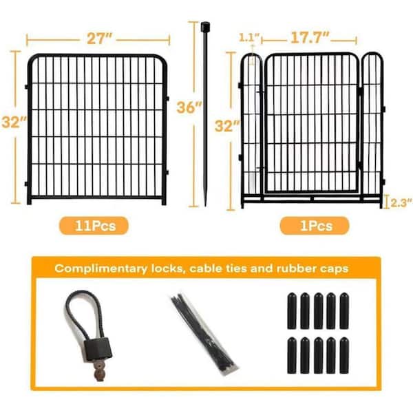 Justincity Decorative Metal Garden Fence with Gate 27 in. High
