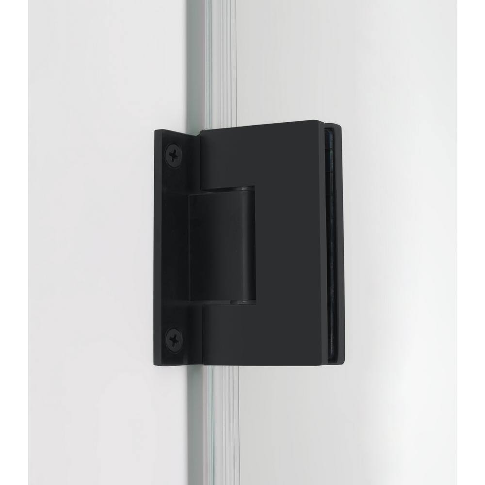 Matte Black Frameless Hinged Shower Door with Clear Tempered Glass