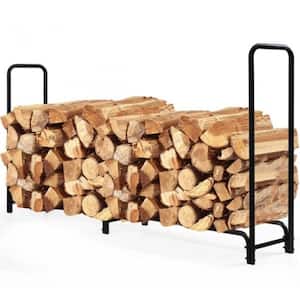 8 ft. Steel Firewood Log Rack in Black for Outdoor