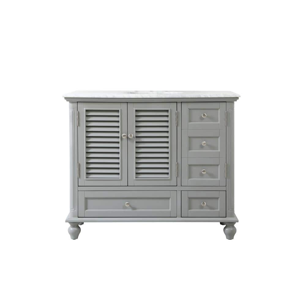 Timeless Home 42 in. W Single Bath Vanity in Grey with Marble Vanity Top in