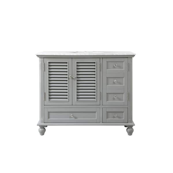 Unbranded Timeless Home 42 in. W Single Bath Vanity in Grey with Marble Vanity Top in Carrara with White Basin
