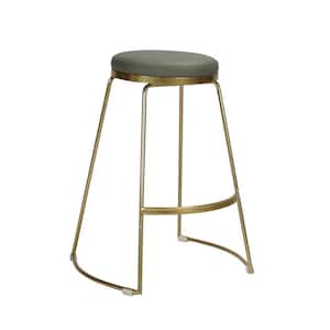 Jaylen 26 in. Grey Backless Gold Metal Frame Counter height Mordern Barstool With Faux Leather Seat