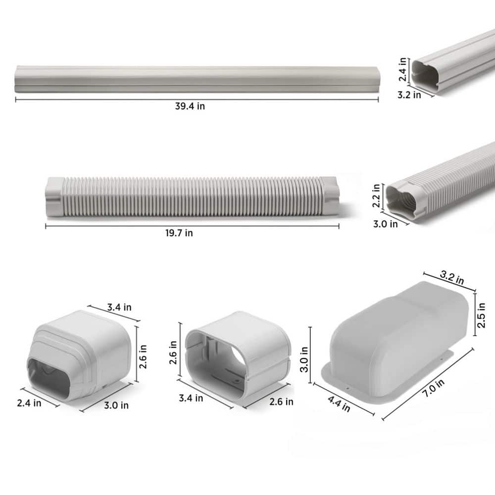 White PVC Line Cover Kit for AC Systems, 3'' W x 7.5' L