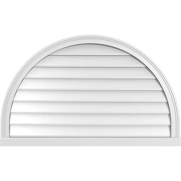 Ekena Millwork 42 in. x 26 in. Round Top White PVC Paintable Gable Louver Vent Non-Functional