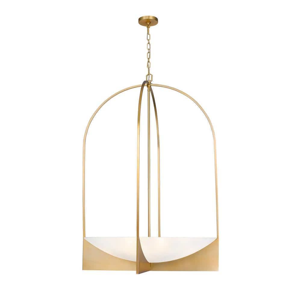 Modern Gold and Black 8-Light Steel Chandelier with Red Shades