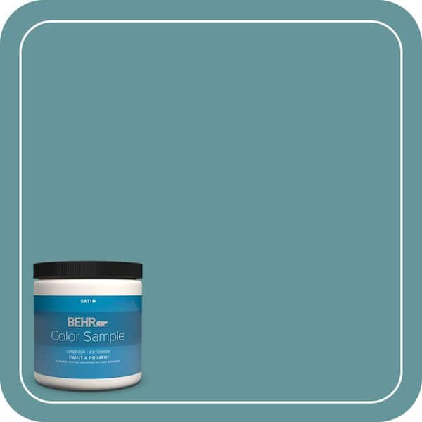 BEHR PREMIUM PLUS 8 oz. #MQ6-33 Vintage Teal Satin Enamel Interior/Exterior Paint & Primer Color Sample