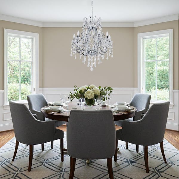 Atlanta 10-Light 24.5 in. Chrome Crystal Traditional Candle Dimmable Chandeliers Living Dining Foyer Lighting