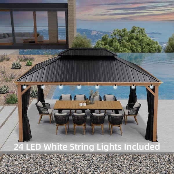 GYP0224 富士ウェーブ every frecious tall PURPLE LEAF 12ft.x 16 ft Wood Grain Luxury Aluminum Frame Patio