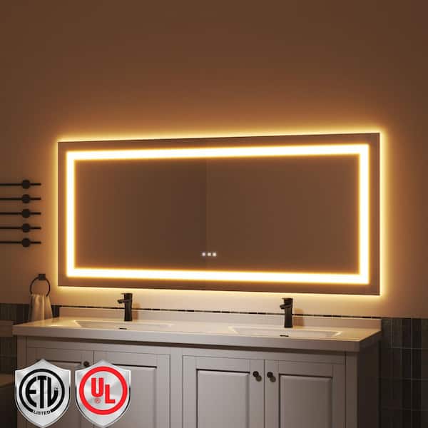 32 in. W x 72 in. H Wall-Mounted Full-Length Mirror LED Light Dresser Mirror Full Body Mirror