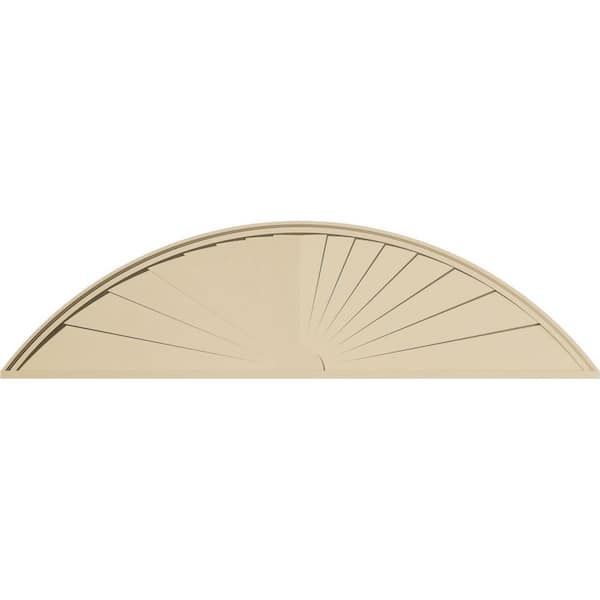 Ekena Millwork 80 in. W x 21 in. H x 2 in. P Segment Arch Sunburst Signature Urethane Pediment, Primed Tan