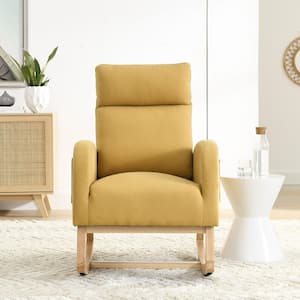 Yellow Velvet Lounge Arm Rocking Chair with 2 Side Pocket