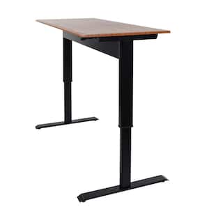 48 in. Rectangular Teak/Black Standing Desks with Adjustable Height