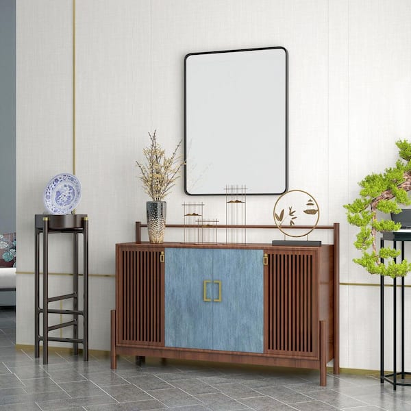 Blisstyle Black 36 in. W x 24 in. H Farmhose Rectangle MDF Framed Mirror Wall Mirror Wall Decor Mirror