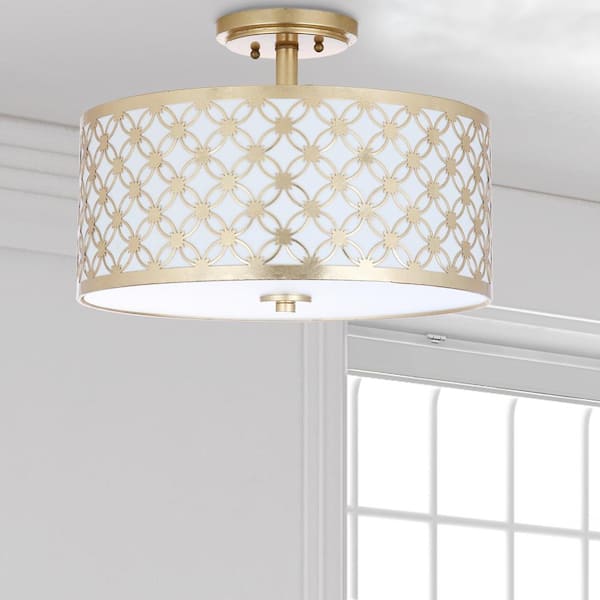 Hutch 16 in. 3-Light Gold Semi-Flush Mount