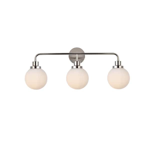 Unbranded Home Living 28 in. 3-Light Polished Nickel Vanity Light with Glass Shade