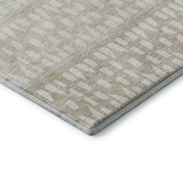 Mayfield Premium Machine Washable Abstract AMF964 Ivory 2 ft. 3 in. x 7 ft. 6 in. Runner Rug