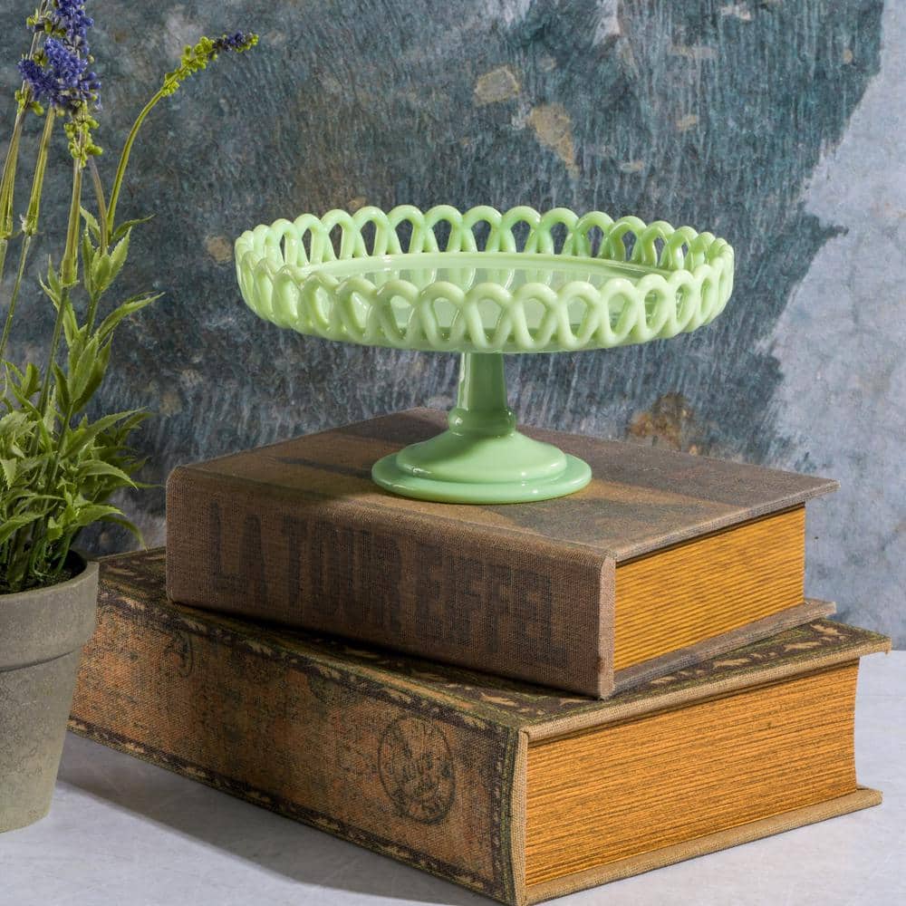 Mint Green Jadeite Glass Pedestal Cake Stand