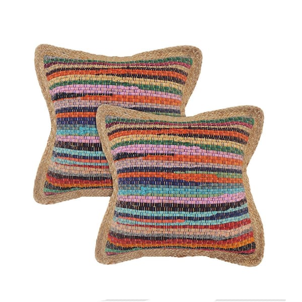 Unbranded Raeleigh Multicolor Bold Abstract Cotton Blend 20 in. x 20 in. Indoor Throw Pillow (Set of 2)
