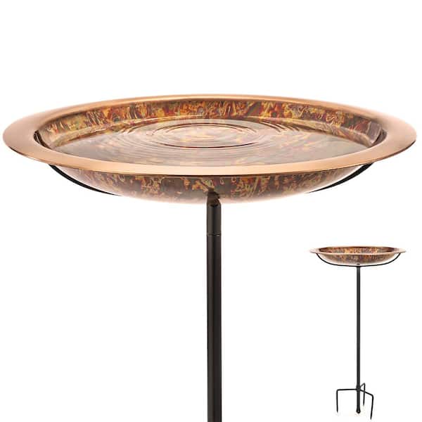 Good Directions 18 in. Fired Copper Bird Bath with Garden Pole