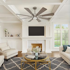 60 in. LED Indoor Satin Nickel Ceiling Fan with Remote