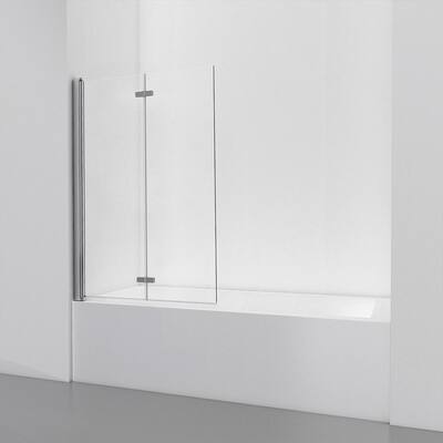 39.9 in. W x 55 in. H Bypass Sliding Frameless Shower Door/Enclosure in Chrome with Clear Glass