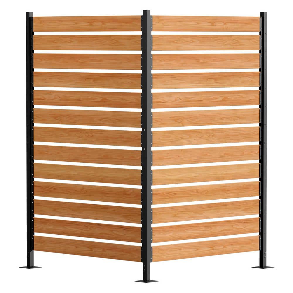 38 in. W x 60 in. H No-Dig Wood Privacy Screen Outdoor Air Conditioner Fence Wood Fired Outdoor Pizza Oven, 2-Panel