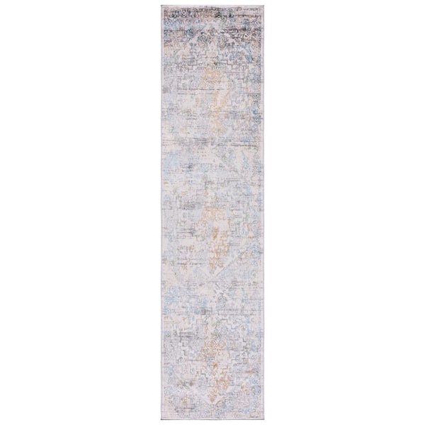 Bel Air 2 ft. x 9 ft. Ivory/Gray Medallion Border Runner Rug