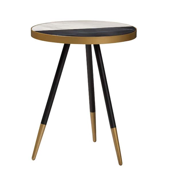 Baxton Studio Lauro Brown and Black and Gold End Table