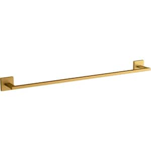 Square 24 in. Wall Mount Towel Bar in Vibrant Brushed Moderne Brass