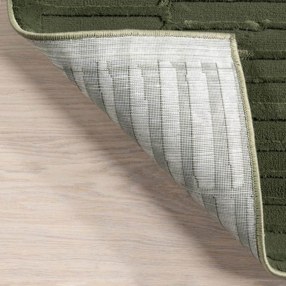 Kailani Green Geometric Machine Washable 3' x 5' Area Rug