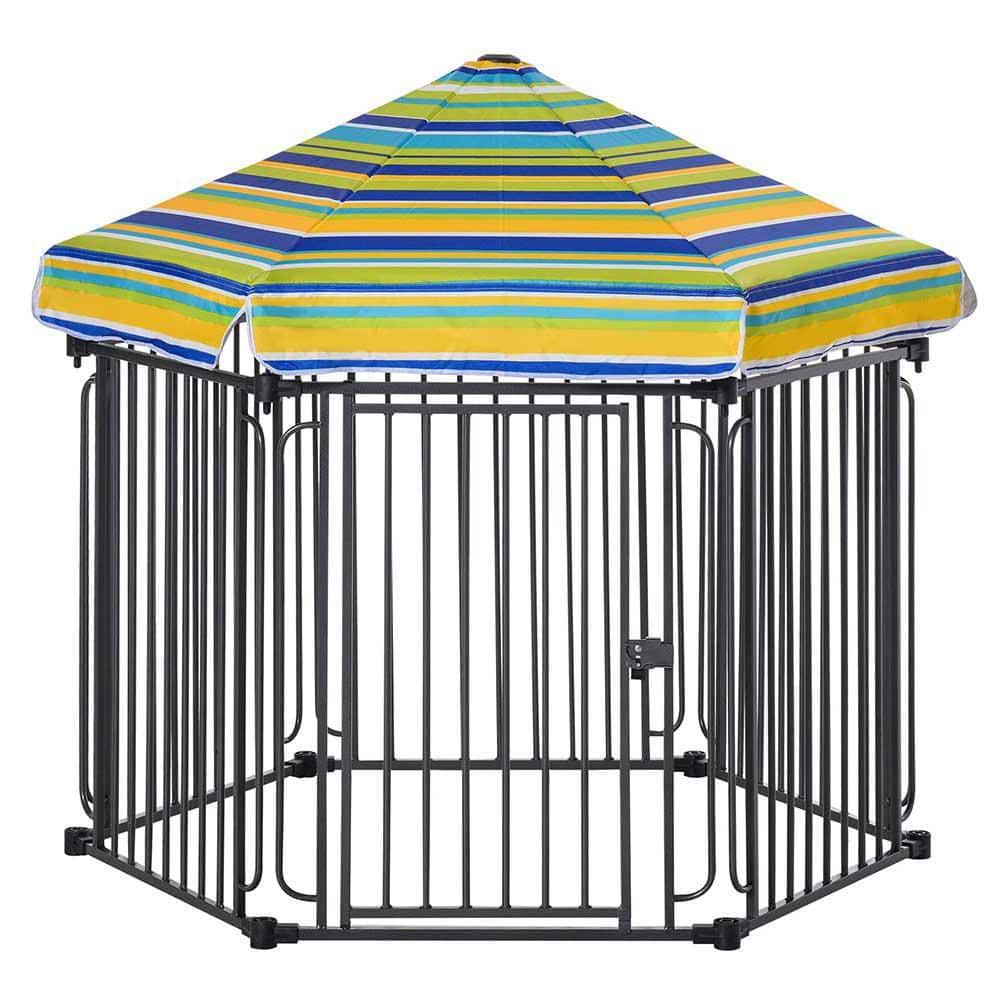 46.75 in. H Metal Garden Fence Heavy-Duty Dog Playpen with Weather-Resistant Roof & Locking Door price history on PriceWatchPro