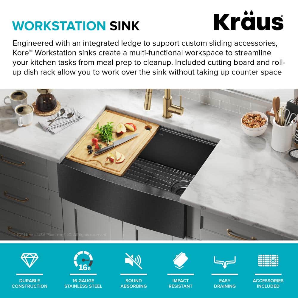 27" Black Stainless Steel Farmhouse Apron Front Single Bowl Kitchen Sink