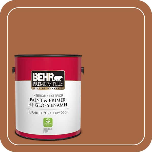 BEHR PREMIUM PLUS 1 gal. #PPU3-16 Maple Glaze Hi-Gloss Enamel Interior/Exterior Paint & Primer