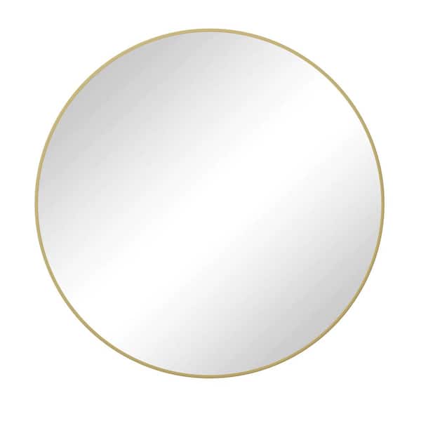 Modland Yunus 38 in. W x 38 in. H Small Round Steel Framed Dimmable Wall Bathroom Vanity Mirror in Gold