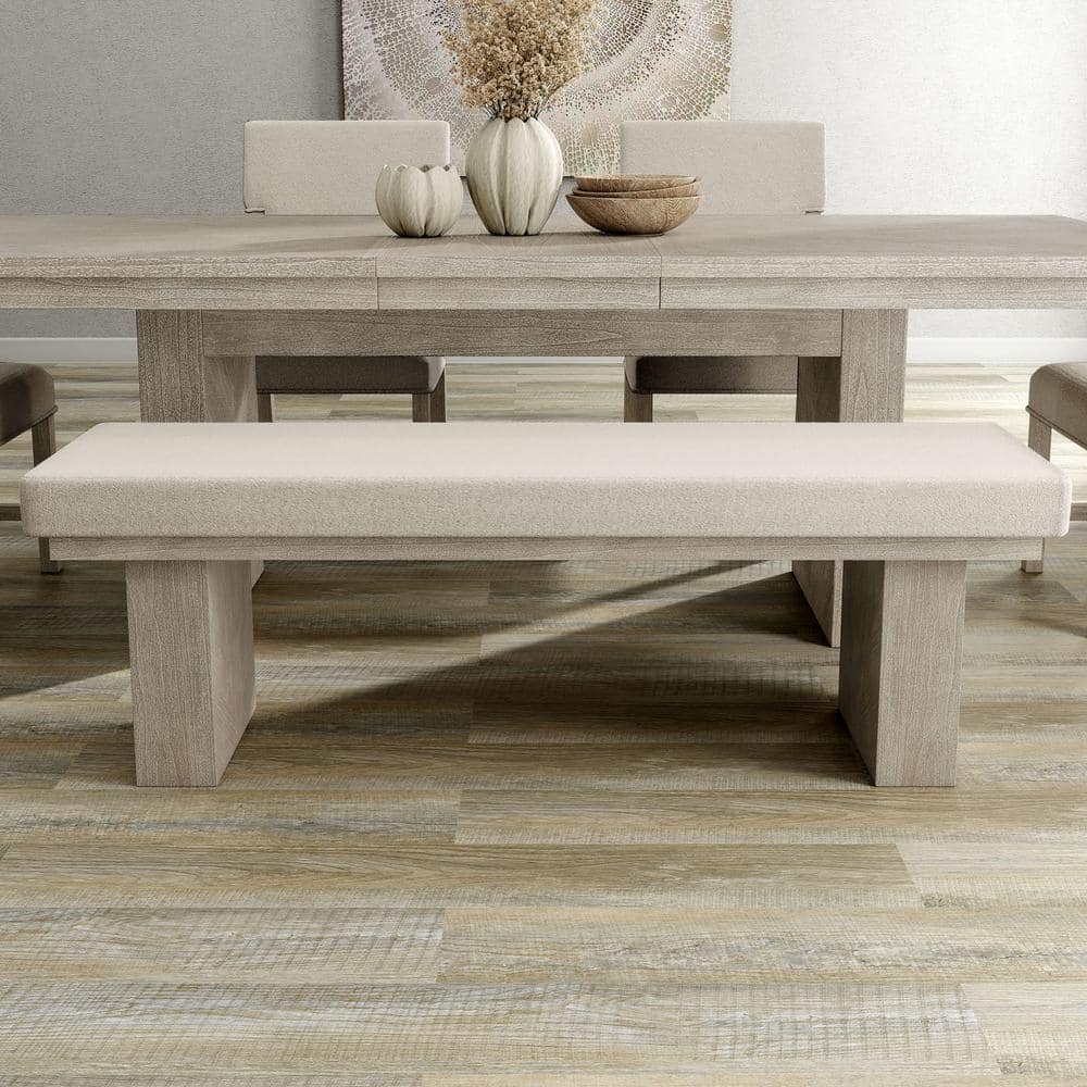 Bronin Natural Dining Bench with Out Back 59 in.