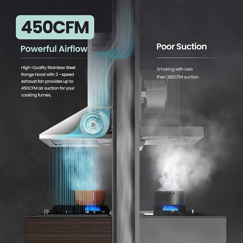 30 Inch Stainless Steel Convertible Wall Mount Range Hood