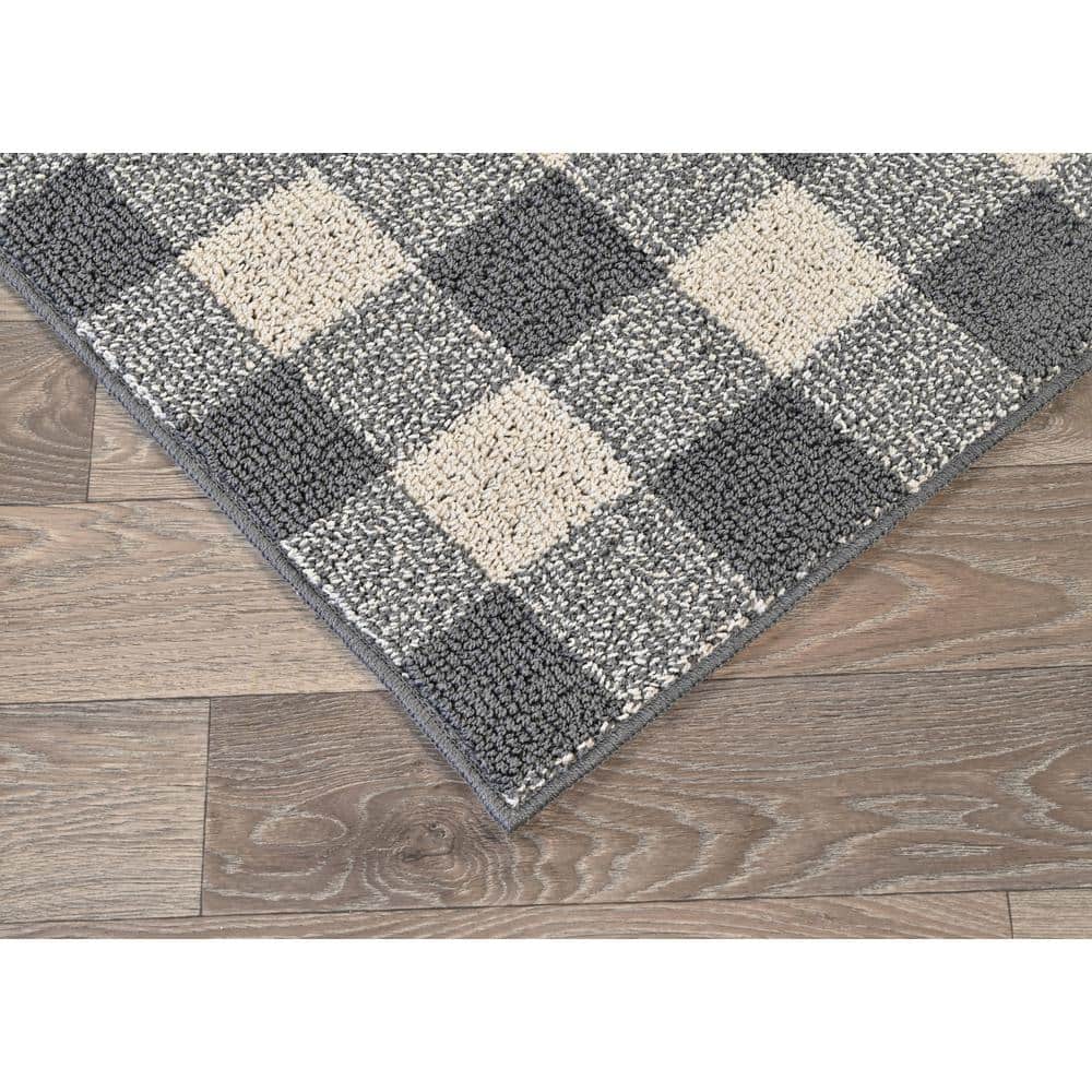 Cinder & Ivory 5'x7' Tufted Rectangular Area Rug with Easy Care