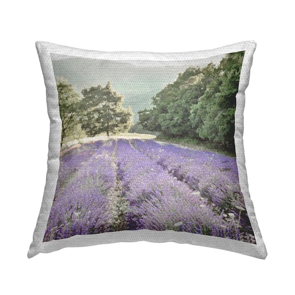 Lavender Plants Landscape Green Square Outdoor Throw Pillow