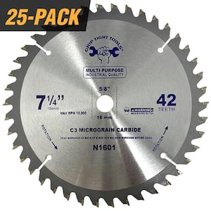 7-1/4 in. Professional 40-Tooth Tungsten Carbide Tipped Circular Saw Blade for General Purpose & Wood Cutting (25-Pack)