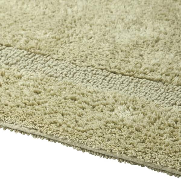 Lux Collection Sage 17 in. x 24 in. 100% Cotton Reversible Race Track Pattern Bath Rug
