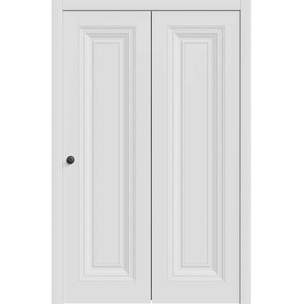 7111 48 in. x 80 in. Sold Core White Color Wood Bi-fold Door with Hardware