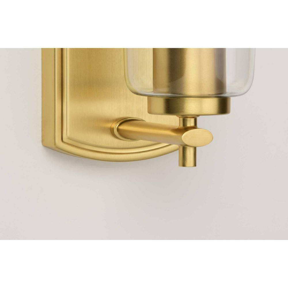 Adley Satin Brass Wall Light with Clear Glass Shade