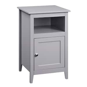 Designs2Go 15.75 in. Gray Standard Square MDF End Table with Storage Cabinet and Shelf